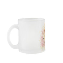 Beautiful blonde girl with roses mugs