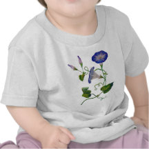 Beautiful Blue Embroidered Morning Glories Tshirts