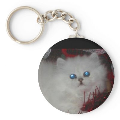 Beautiful Blue Eyes Cat  Keychain by dizzypixels