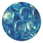 Beautiful Blue Glass Pebbles Round Stickers