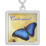 Beautiful Blue Morpho Butterfly  Necklace