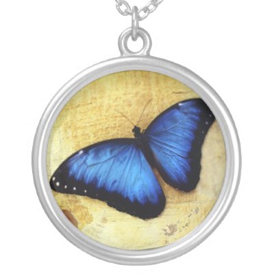 Beautiful Blue Morpho Butterfly Necklace by Butterfly_n_Flowers