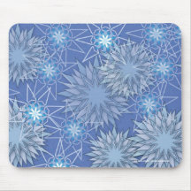 Beautiful Blue Snowflakes Abstract Pattern Mouse Pads
