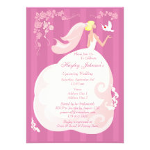 Beautiful Bride & Dove Pink Bridal Shower Personalized Announcement