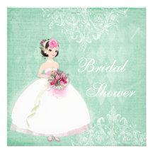Beautiful Bride Mint Shabby Chic Bridal Shower Personalized Announcements