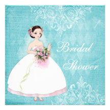 Beautiful Bride Teal Shabby Chic Bridal Shower Custom Invitation