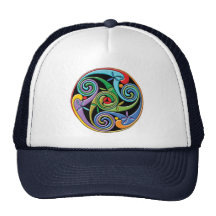 Beautiful Celtic Mandala with Colourful Swirls Mesh Hats