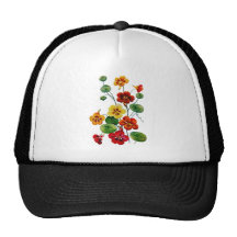 Beautiful Colourful Embroidered Nasturtiums Trucker Hats