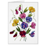 Beautiful, Colourful, Embroidered Sweet Peas Card