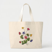 Beautiful Colourful Embroidered Wood Sorrel Tote Bags