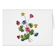 Beautiful Colourful Embroidered Wood Sorrel Greeting Card