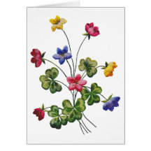 Beautiful Colourful Embroidered Wood Sorrel Card