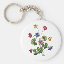 Beautiful Colourful Embroidered Wood Sorrel Key Chains