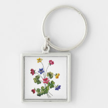 Beautiful Colourful Embroidered Wood Sorrel Key Chains