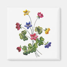 Beautiful Colourful Embroidered Wood Sorrel Fridge Magnet