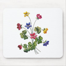 Beautiful Colourful Embroidered Wood Sorrel Mouse Pads
