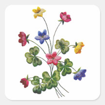 Beautiful Colourful Embroidered Wood Sorrel Sticker