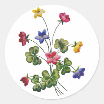 Beautiful Colourful Embroidered Wood Sorrel Sticker