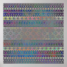 Beautiful cool colourful Aztec geometric pattern Posters