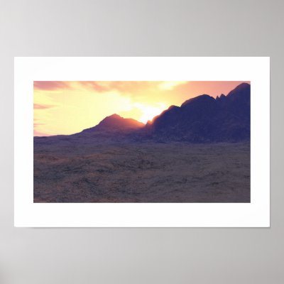 Beautiful Desert Sunset Mountainscape Fantasy Art by tillasmax