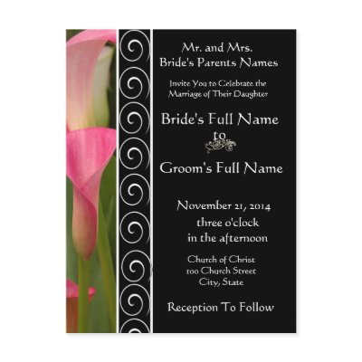 Beautiful Elegant Pink Cala Lily Invitation by samack