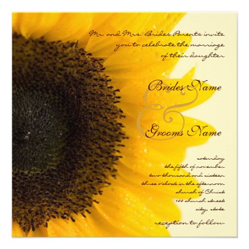 Beautiful Elegant Sunflower Wedding Invitation