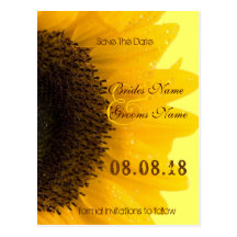Beautiful Elegant Sunflower Wedding Invitation Post Cards