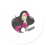 Beautiful Filipina Graphic Tee Round Stickers