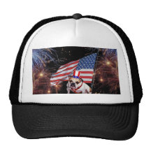 Beautiful Fireworks Celebration Bulldog Design Mesh Hats