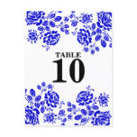 Beautiful Florals Royal Blue Table Seating Card