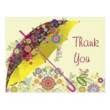 Beautiful Flower & Bird Umbrella/Parasol Postcards