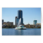 Beautiful Fountain In The Lake Of Orlando Florida cards