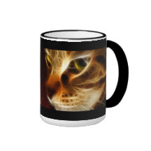 Beautiful Ghostly Fire Cat Coffee Mugs