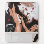 Beautiful Girl Bathing in the tub washing her legs Mouse Pads