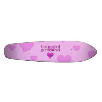 Beautiful Girlfriend Pink & Purple Love Hearts Custom Skateboard