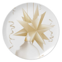 Beautiful gold and white Christmas baubles Party Plate