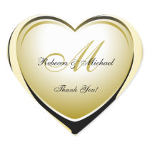 Beautiful Gold Heart Wedding Thank You Sticker