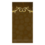 Beautiful golden swirls on maroon damask customized photo card