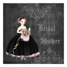 Beautiful Gothic Bride Shabby Chic Bridal Shower Invite