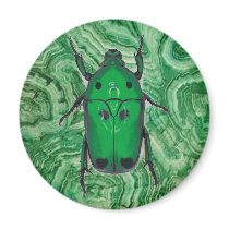 Beautiful Green Beetle On Malachite Refrigerator Magnets