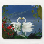 Beautiful heart swans red flowers 1 mouse mat