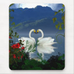 Beautiful heart swans red flowers 1 mouse mat