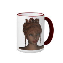 Beautiful Hot 3D Redhead Woman Model Digital Art Mugs