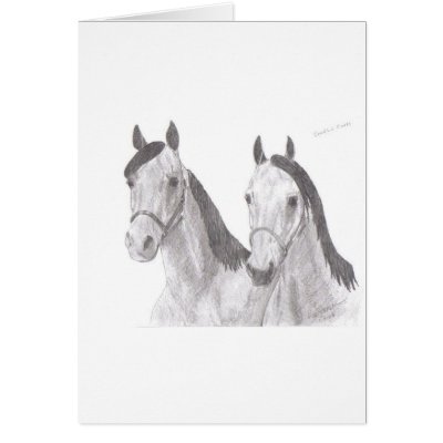 Beautiful Mares Horse Drawings Greeting Card by ForeverMorgans