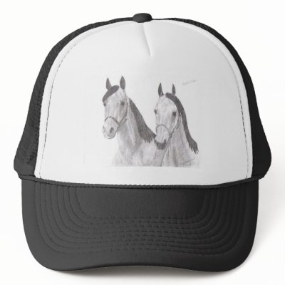 Beautiful Mares Horse Drawings Mesh Hats by ForeverMorgans