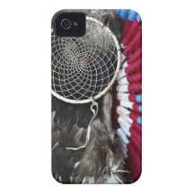 Beautiful Native American Dream Catcher Red Blue iPhone 4 Case-Mate Cases