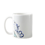 Beautiful navy blue swirls and aqua damask mugs