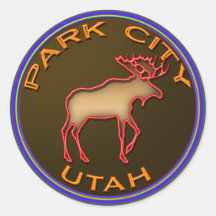 Beautiful Park City Moose Medallion Gear Sticker