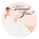 Beautiful Peach and White Luxe Thank You Round Stickers