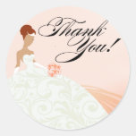 Beautiful Peach and White Luxe Thank You Round Stickers